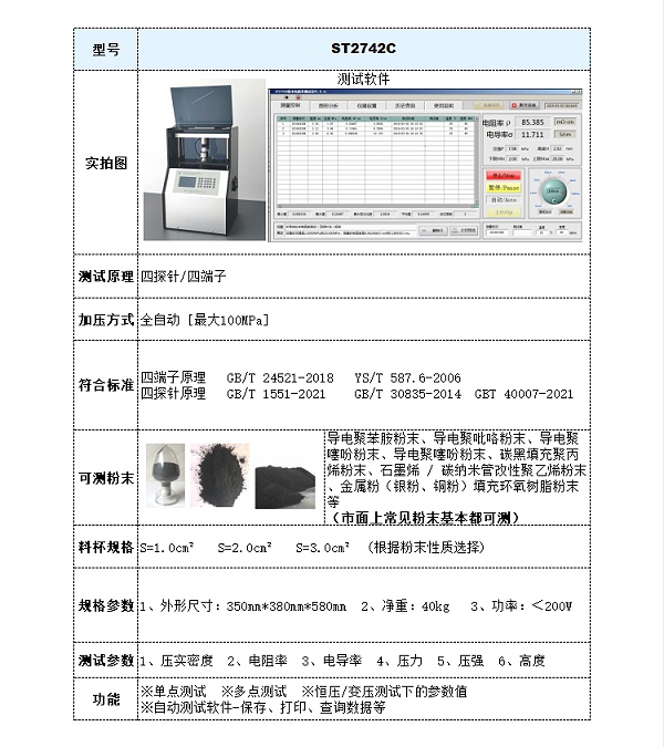 ST2742C自动高分子粉末压实密度测试仪-参数
